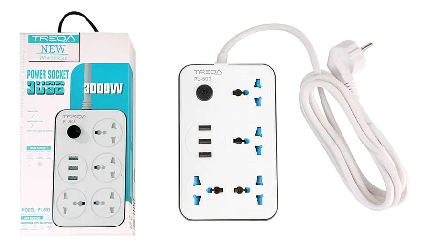 Alargue Zapatilla Eléctrica Adaptador 503 Con Usb 2m Treqa