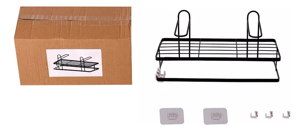 Estante Organizador Metal Pared Baño Adhesivo + Ganchos - Imagen 7