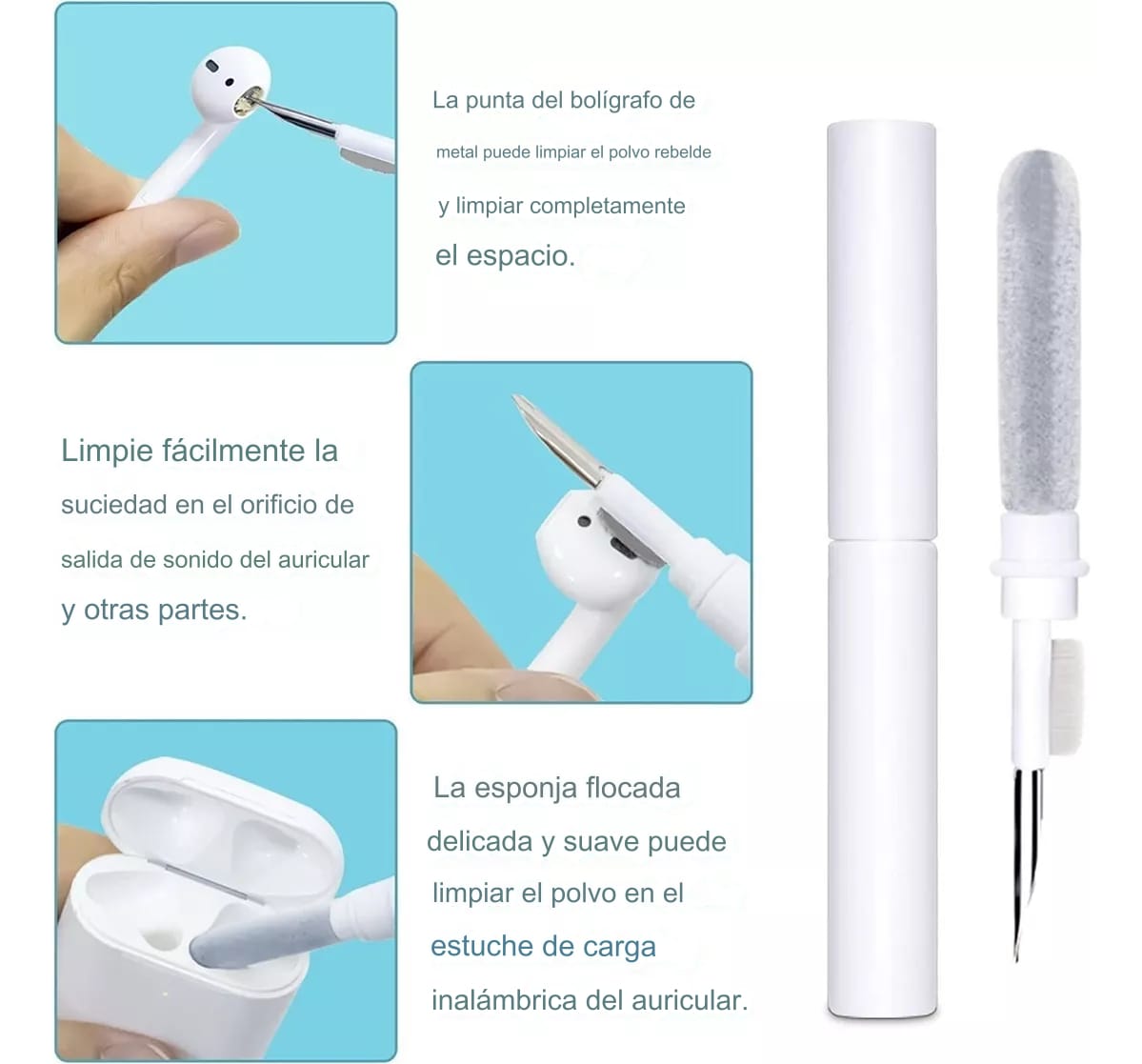 Kit Limpieza Teclado Auriculares 5 Piezas Multiusos Cepillo - Imagen 3