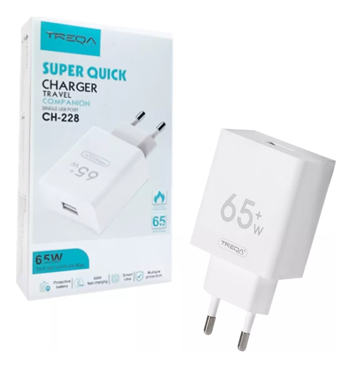 Cargador Celular Usb Ficha Carga Super Rapida 65 W Treqa