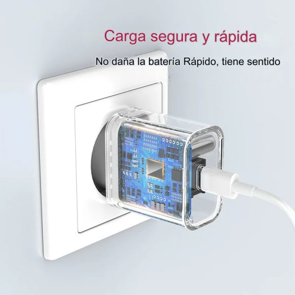 Cargador Celular Tipo C Ficha Carga Rapida 18w Para iPhone - Imagen 2