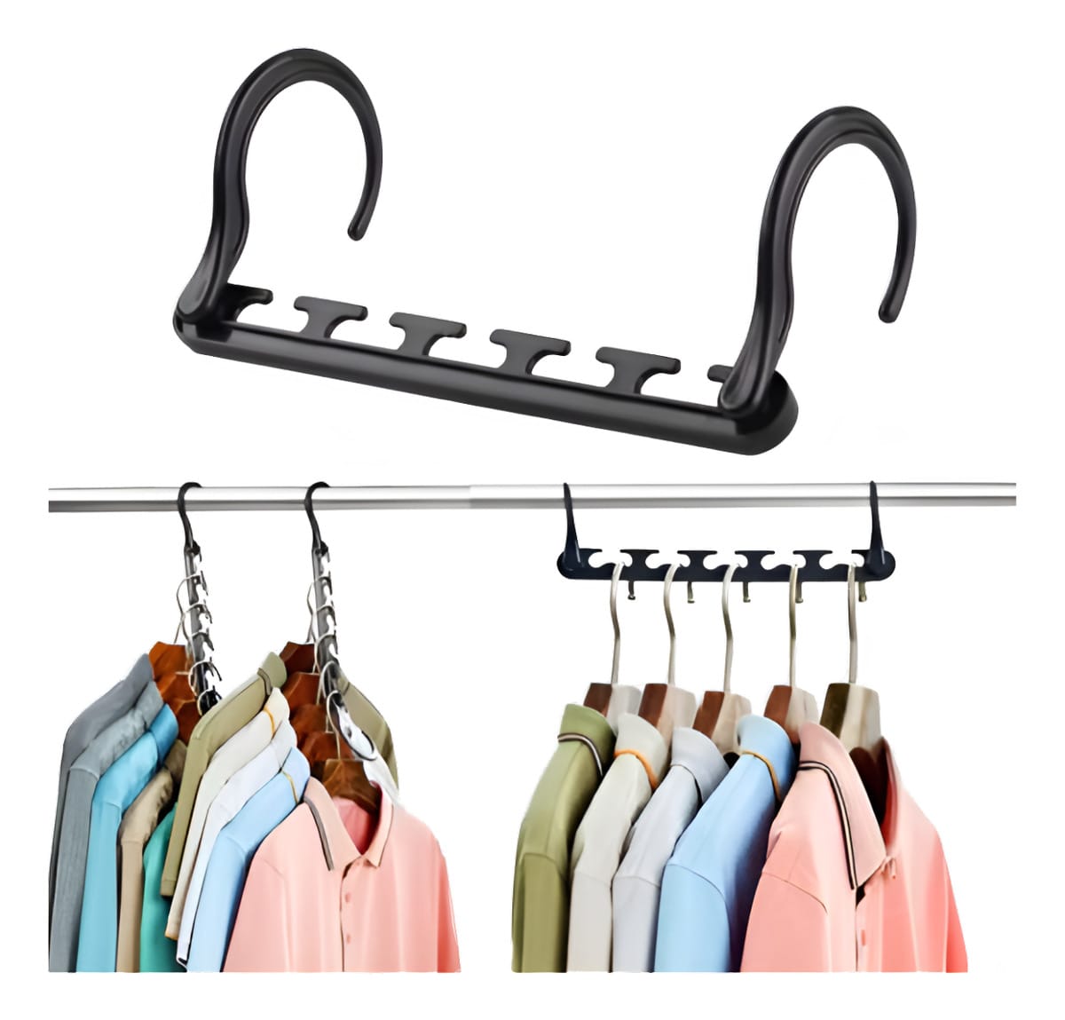 Organizador De Perchas Plástico 5 En 1 Pack 2 Unidades Hogar