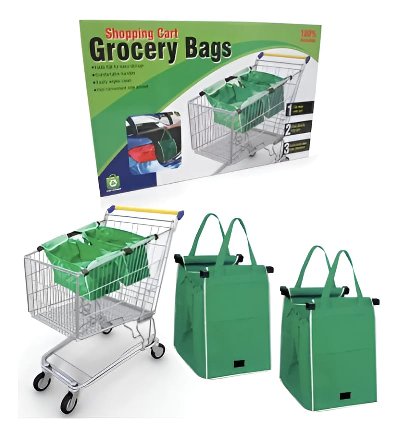 Bolsa Tela Tnt Plegable Con Clip Para Carrito Supermercado - Imagen 6