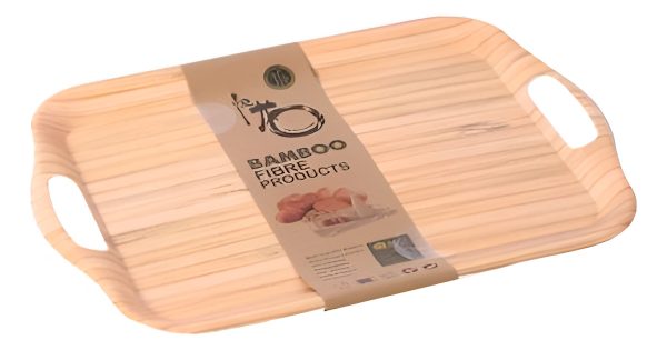 Bandeja Madera De Bambu Con Asas 36x26cm Mediana Rectangular