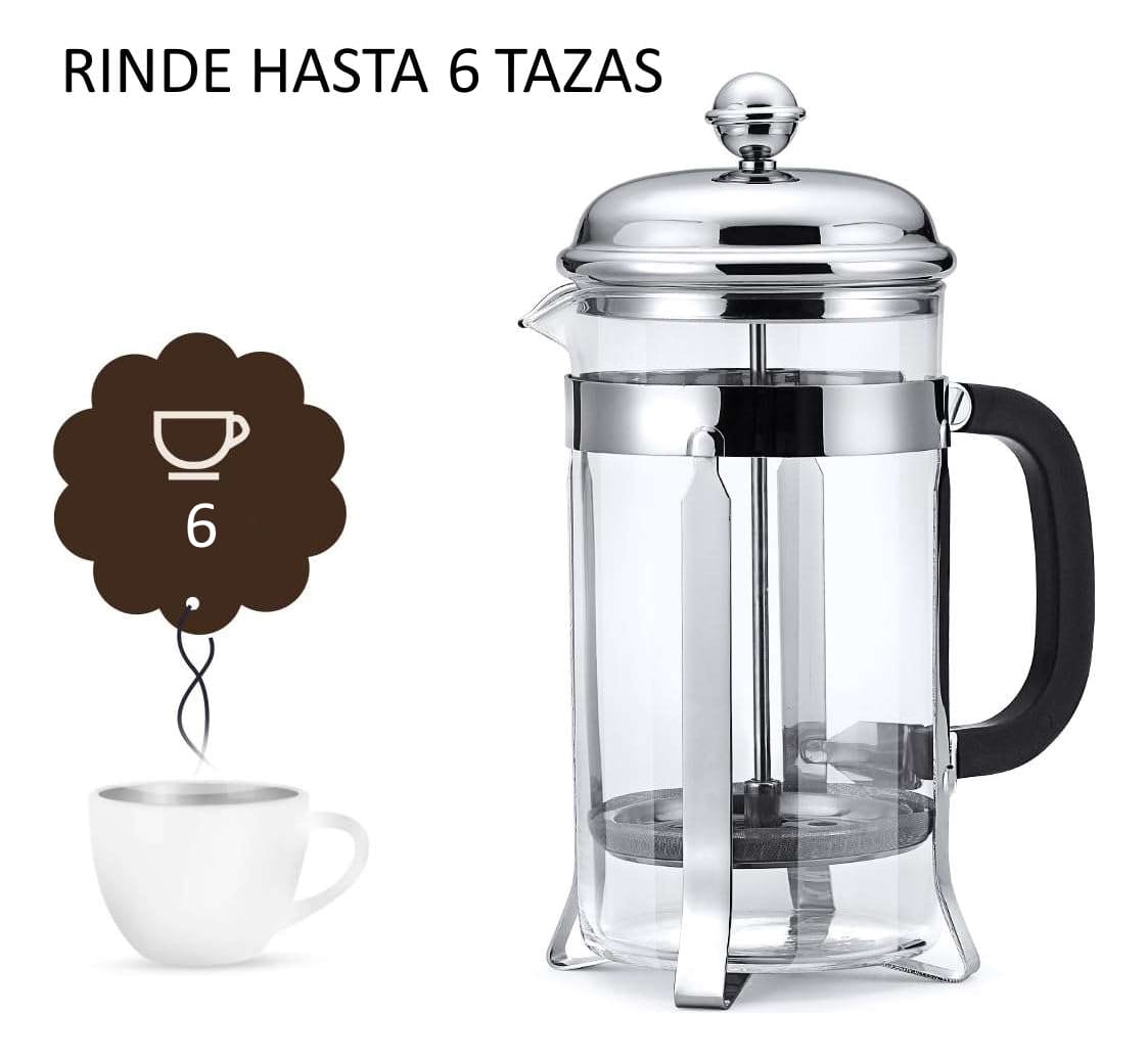 Cafetera Prensa Francesa Tetera 600 Ml Acero Inox 6 Tazas - Imagen 5