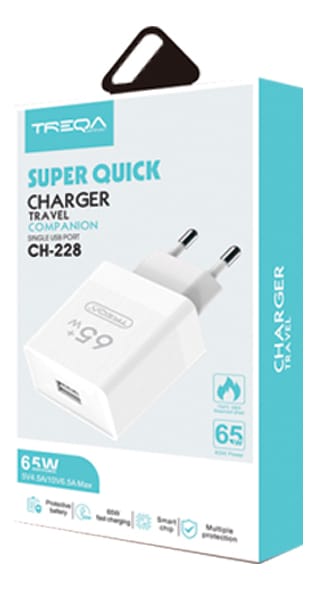 Cargador Celular Usb Ficha Carga Super Rapida 65 W Treqa - Imagen 3