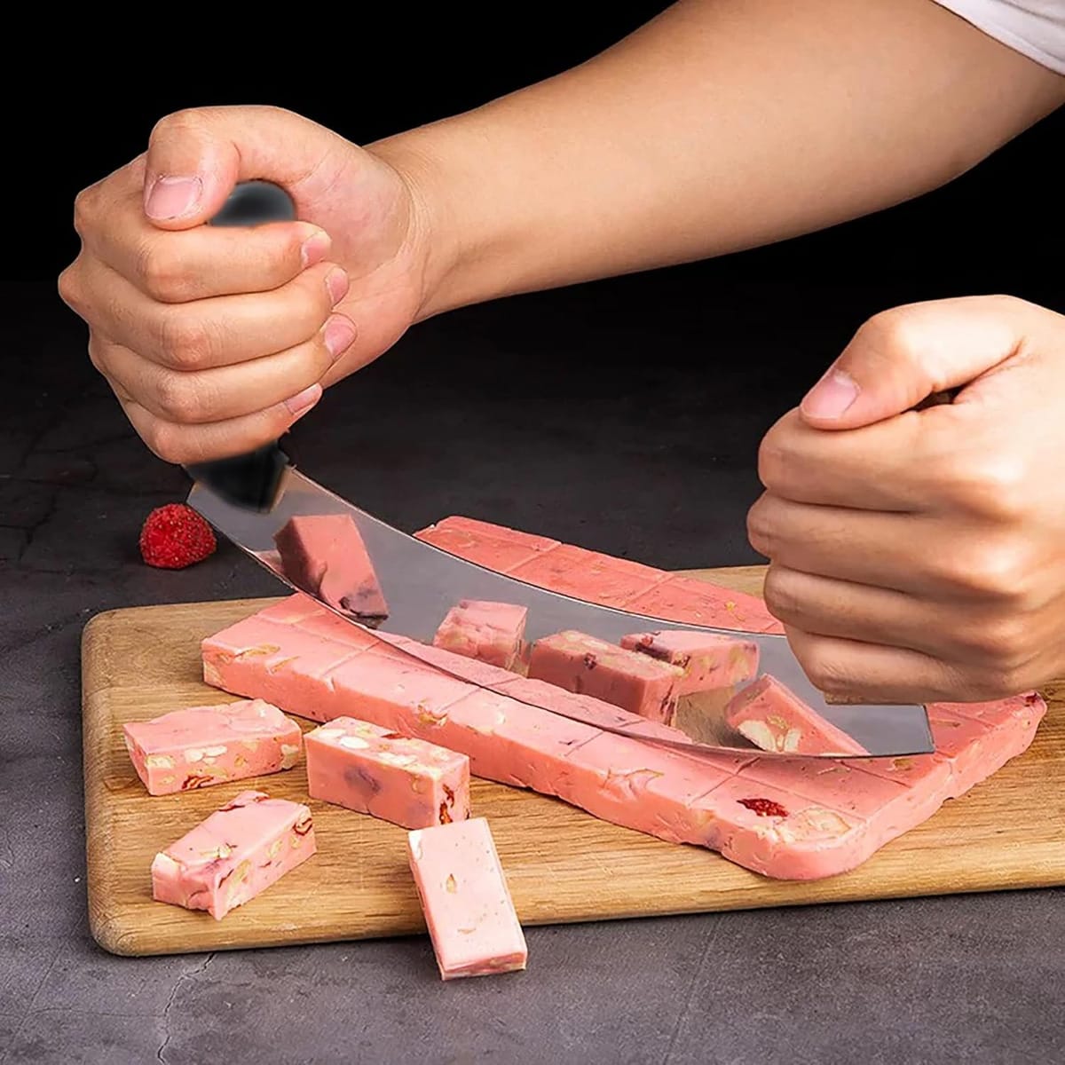 Cuchillo Media Luna De Acero Inoxidable Y Mango De Goma 26cm - Imagen 4