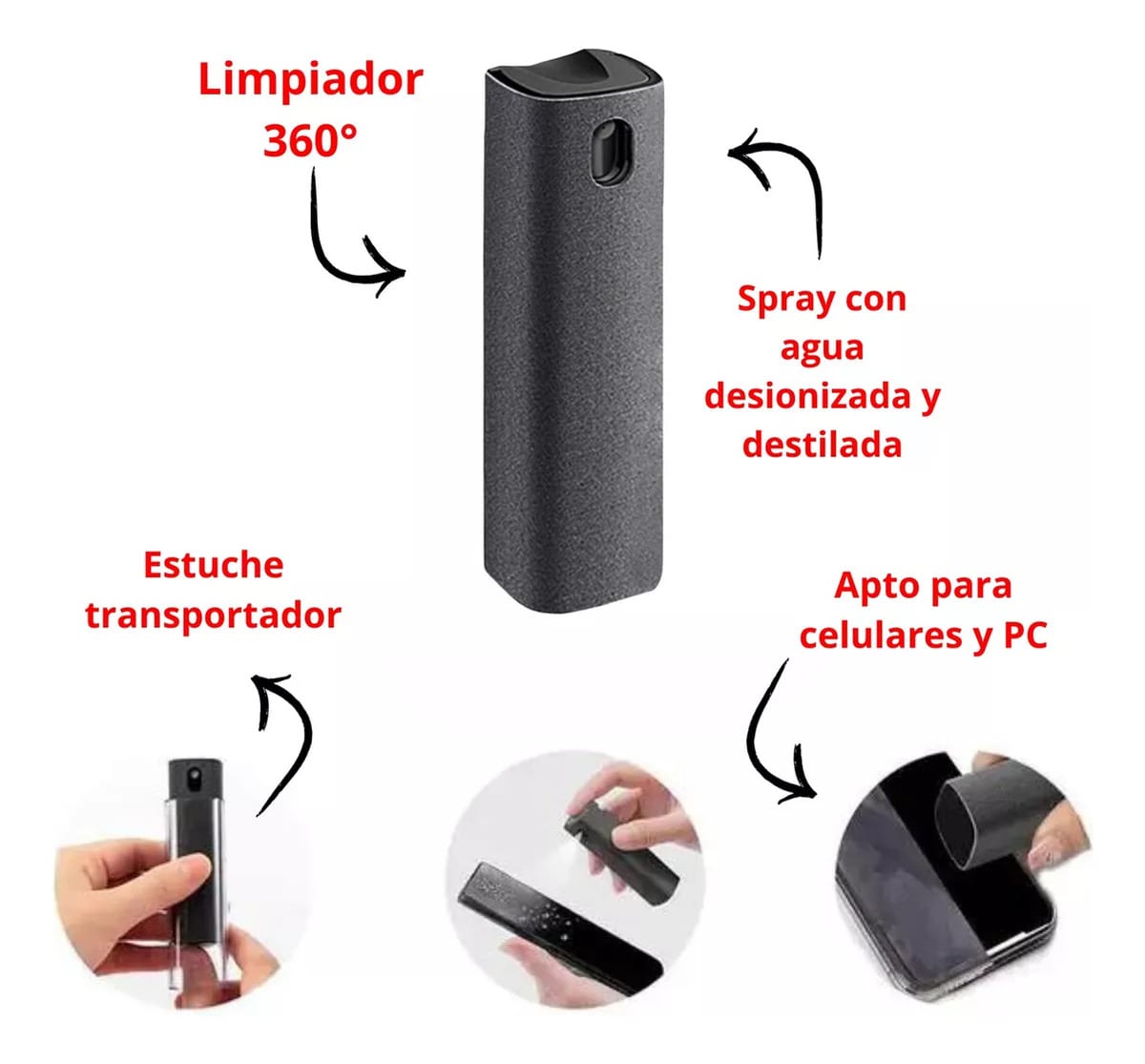 Limpiador De Pantalla Táctil 2 En 1 Spray Y Microfifra - Imagen 3