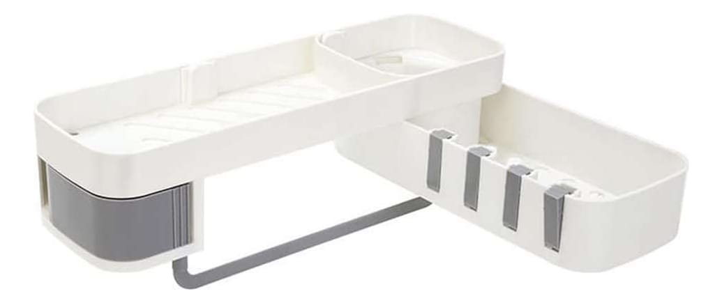 Esquinero Estante Plegable De Baño 34x27x8 Cm Ganchos