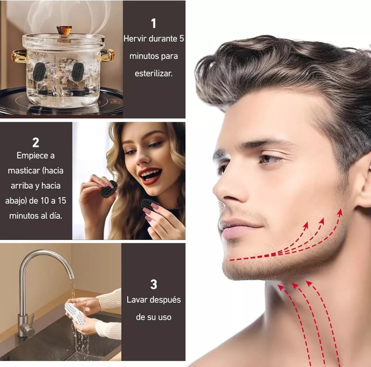 Pack Ejercitador De Mandibula Masticador Facial Mentón X 2 - Imagen 2