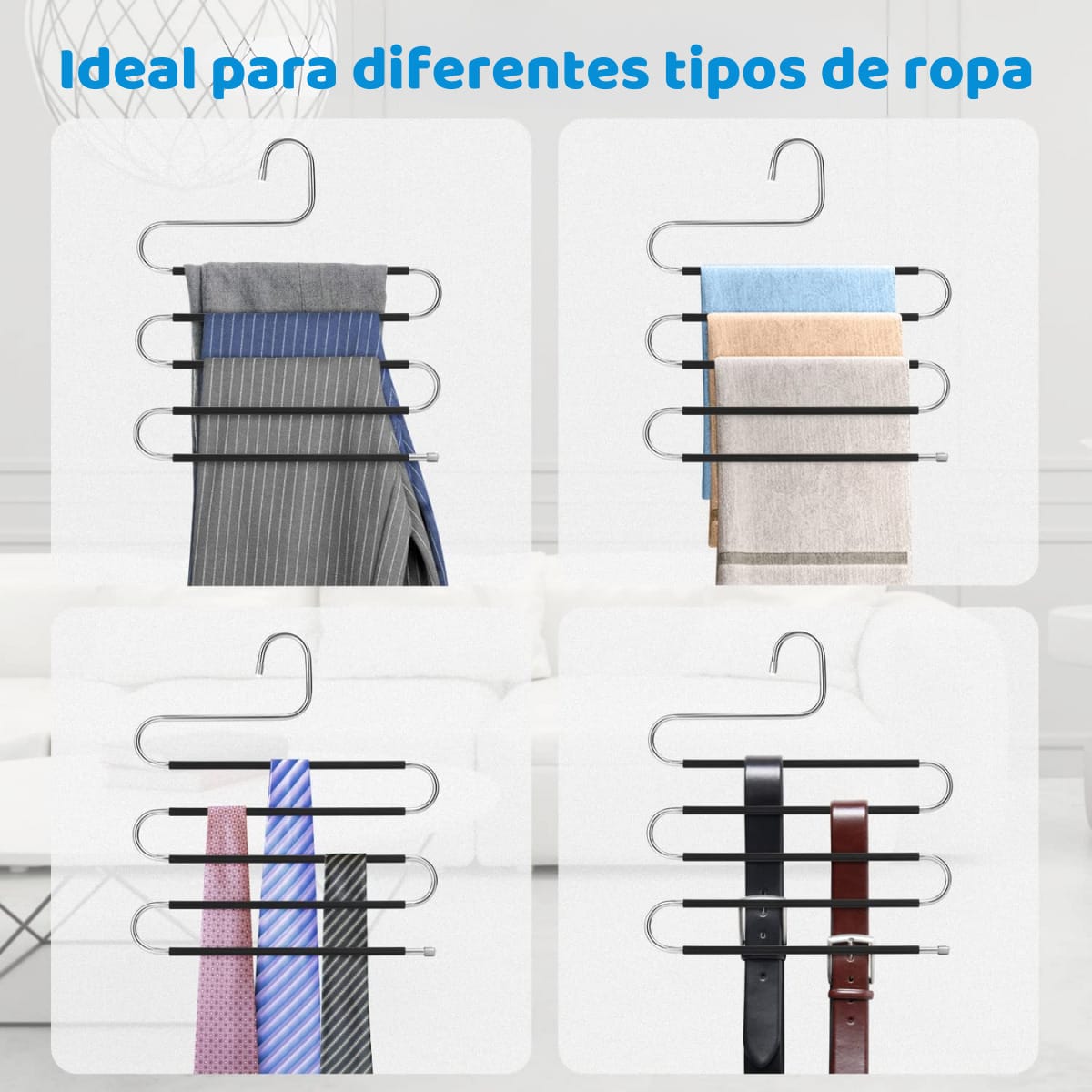 Perchas Plegable Antideslizante 5 Prendas Pantalones Toallas - Imagen 3