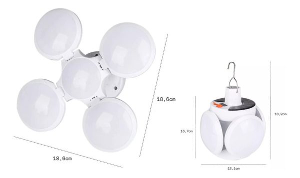 Foco Plegable Recarga Solar Y 220v Exterior 5 En 1 Camping - Imagen 8