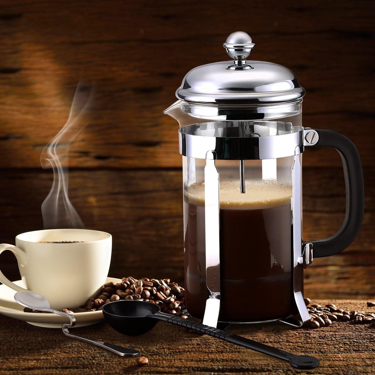 Cafetera Prensa Francesa Tetera 600 Ml Acero Inox 6 Tazas - Imagen 2