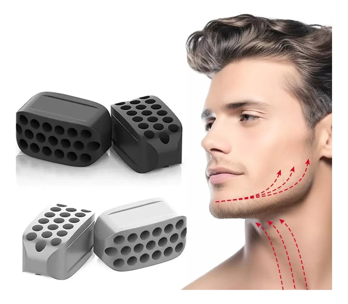Pack Ejercitador De Mandibula Masticador Facial Mentón X 2