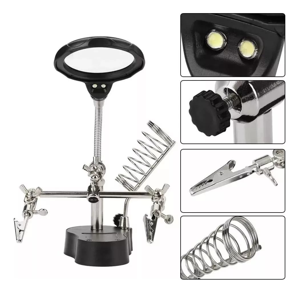 Lupa De Mesa Trabajos Manuales Luz Led Y Soporte Presicion - Imagen 6