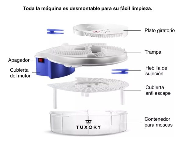 Bandeja Atrapa Moscas Inalambrico Recargable Usb Aspirador - Imagen 4