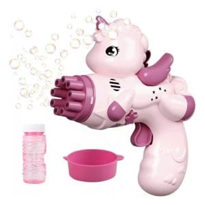 Pistola Burbujero Unicornio Pony 9 Disparadores Juego A Pila