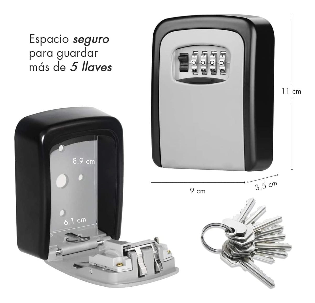 Cofre Caja Seguridad Para Llaves Con Codigo 4 Digitos Pared - Imagen 7
