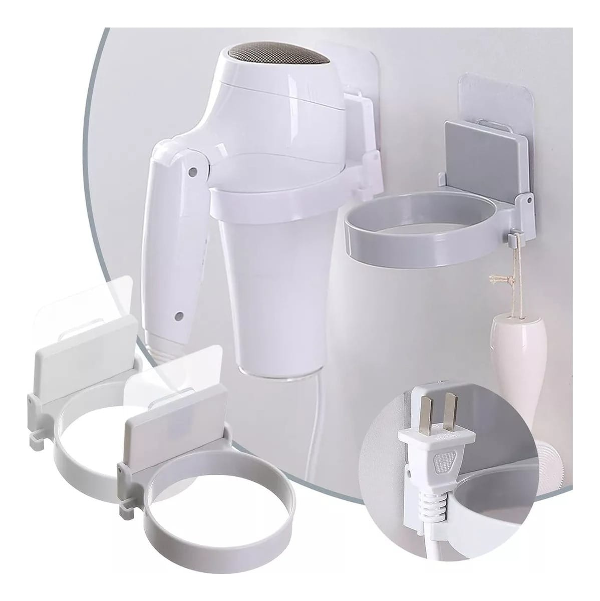 Soporte Para Secador De Pelo A La Pared Baño Hogar - Imagen 6