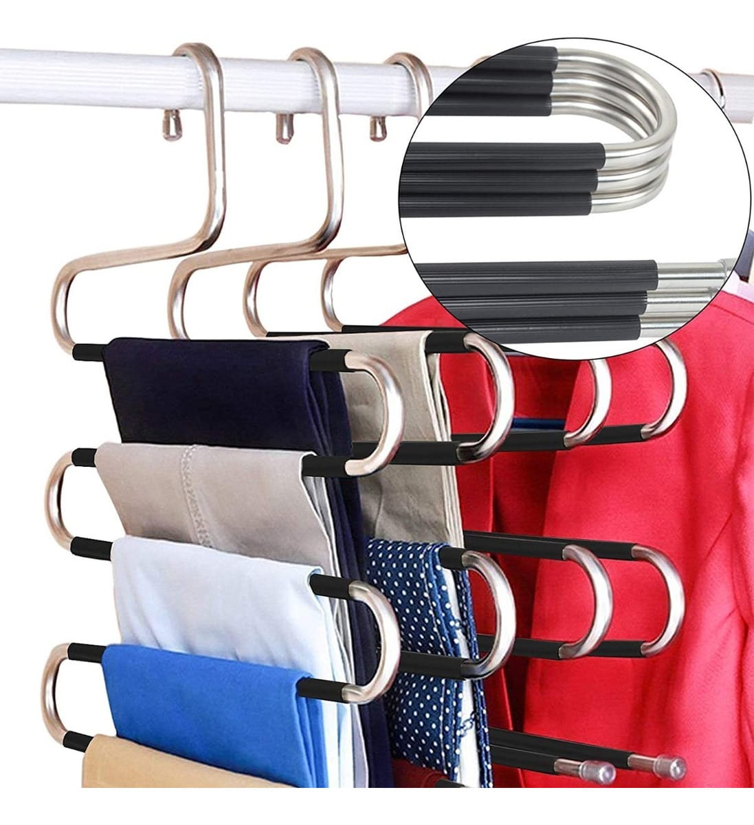 Perchas Plegable Antideslizante 5 Prendas Pantalones Toallas