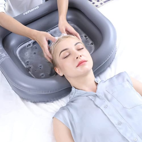Lavado Portátil Inflable Para Lavar El Cabello En Cama Hogar - Imagen 9