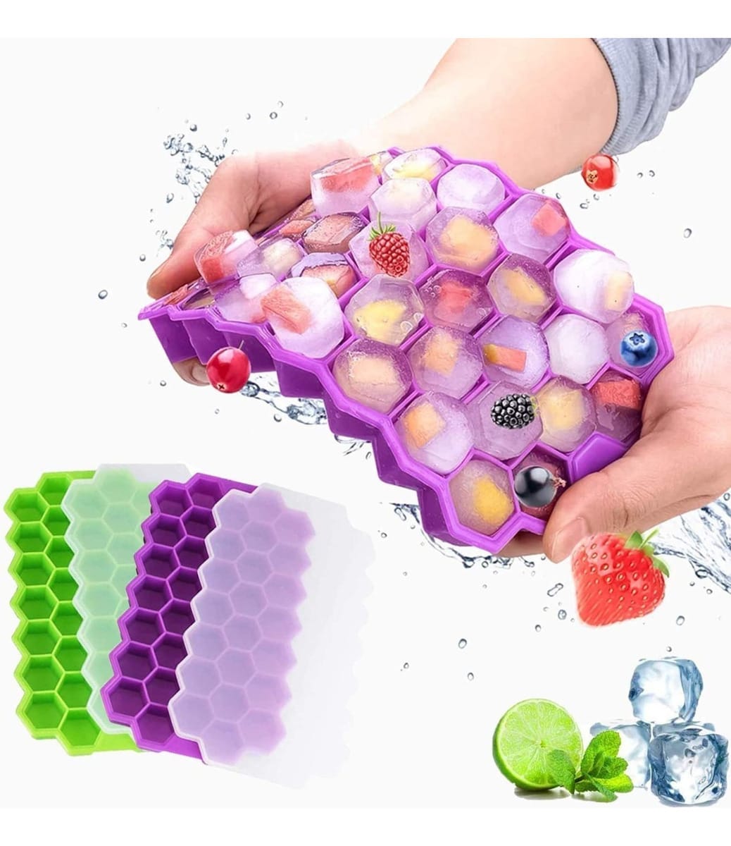Hielera De Silicona En Forma De Panal Con Tapa 37 Hielos - Imagen 2