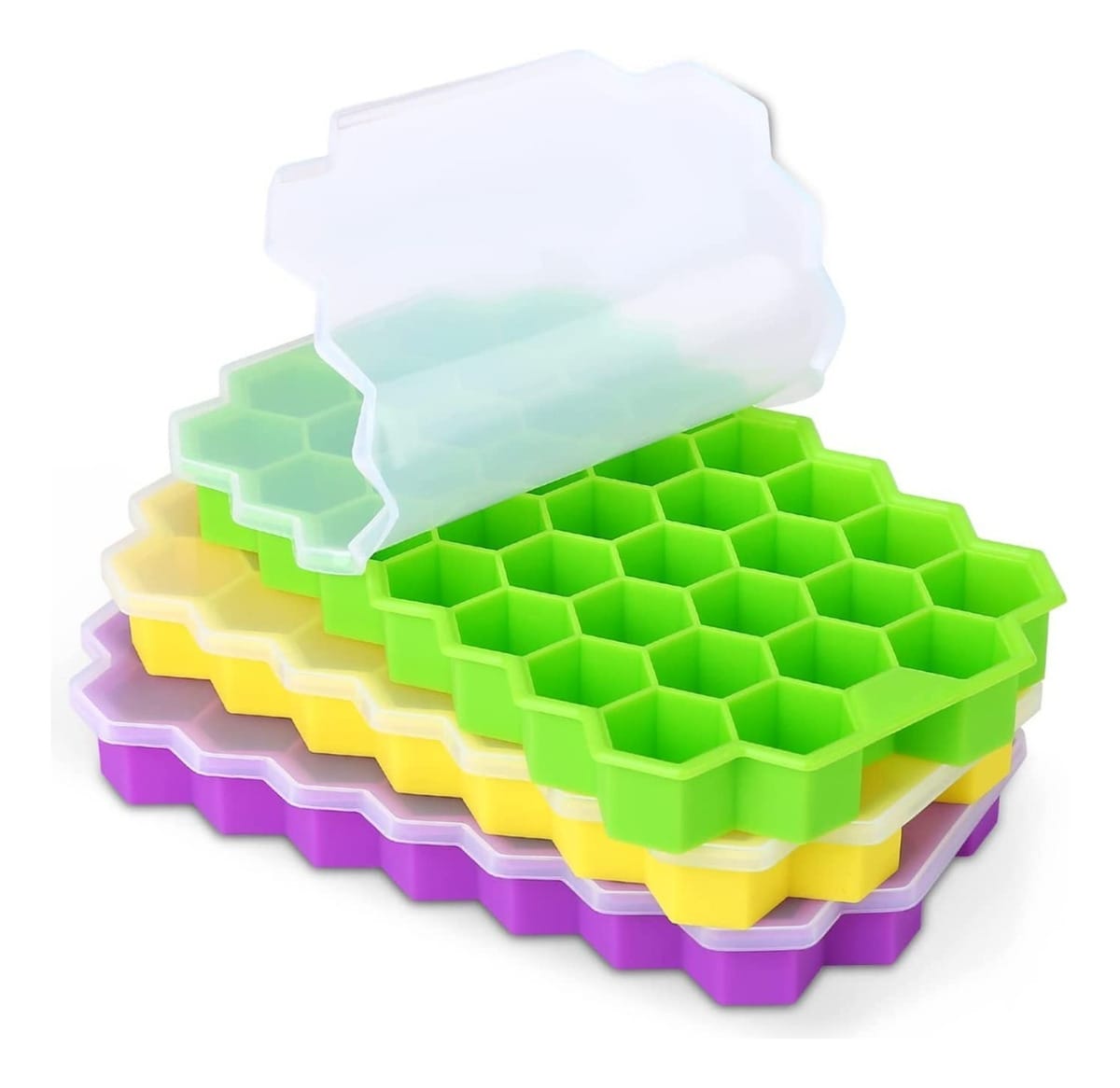 Hielera De Silicona En Forma De Panal Con Tapa 37 Hielos - Imagen 3