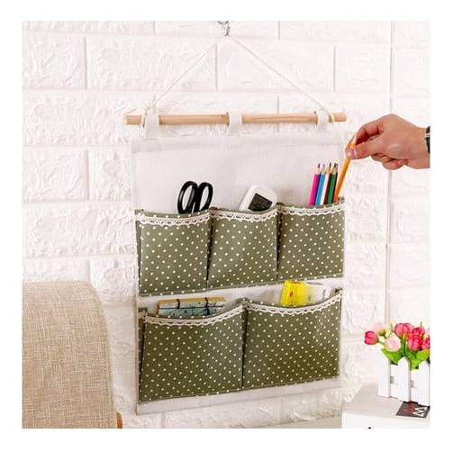 Organizador De Tela Con 5 Bolsillos Para Colgar Diseño Hogar - Imagen 2