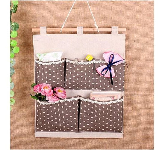 Organizador De Tela Con 5 Bolsillos Para Colgar Diseño Hogar - Imagen 3
