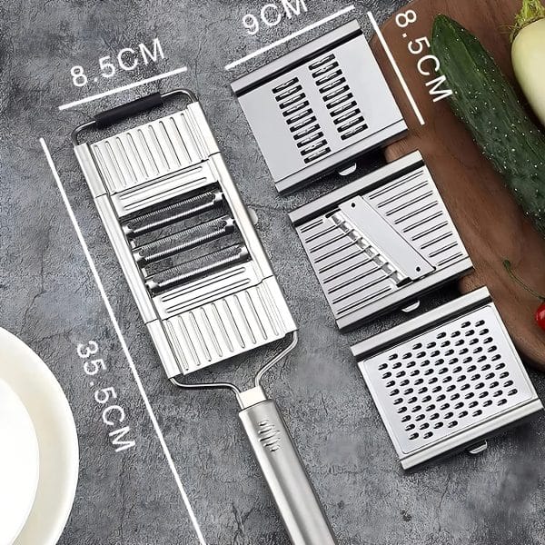 Rallador Con Agarre 4 Cuchillas Acero Inox Vegetales Cocina - Imagen 5