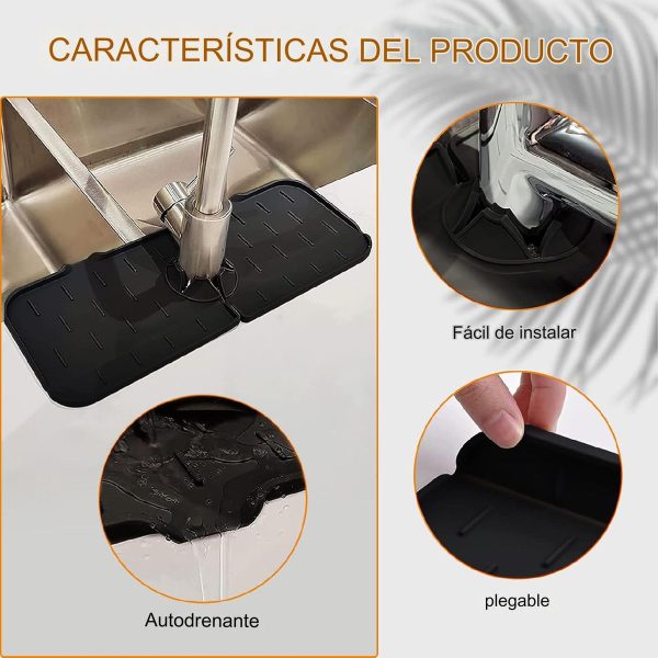 Anti Salpicaduras Tapete De Silicona Escurridor Pileta Grifo - Imagen 2