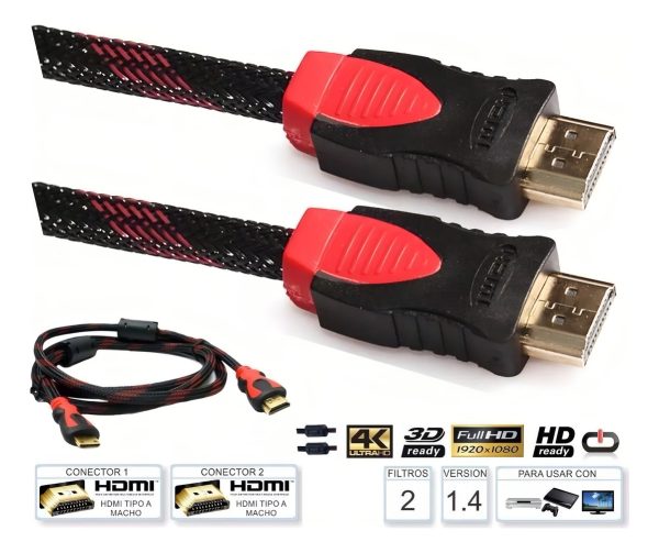 Cable Hdmi Reforzado 10 Metros Monitor Tv Hd 1080 4k Dorado - Imagen 2