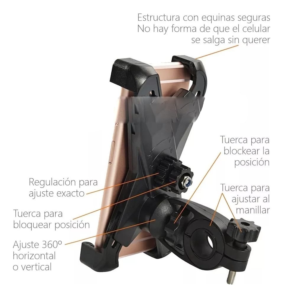 Soporte Celular Gps Moto Bici Universal Ajustable Rota 360 - Imagen 3