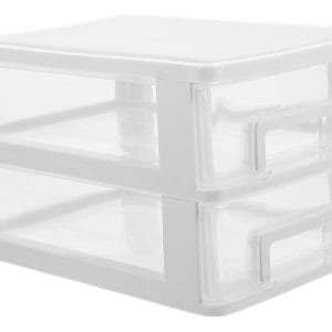 Organizador Plástico De 2 Cajones Transparentes 25x34x22cm