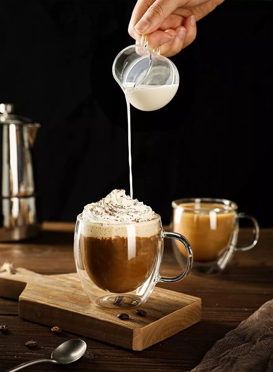 Taza Vidrio Doble Pared 250 Ml Café Té Aislante Frio Calor - Imagen 4