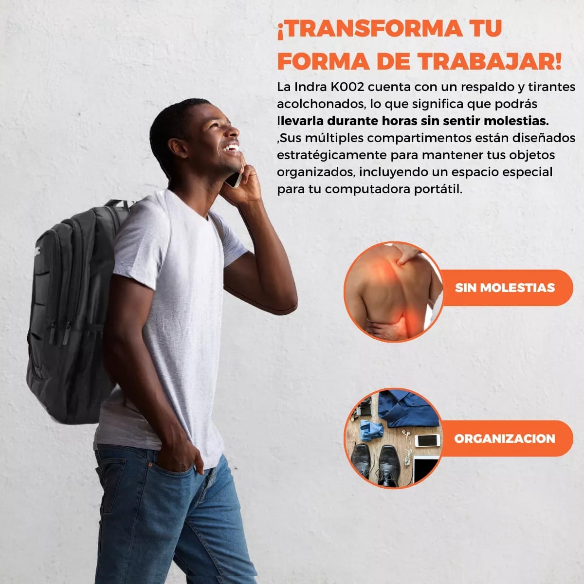 Mochila Ejecutiva Indra K002 Porta Laptop Notebook Reforzada - Imagen 6