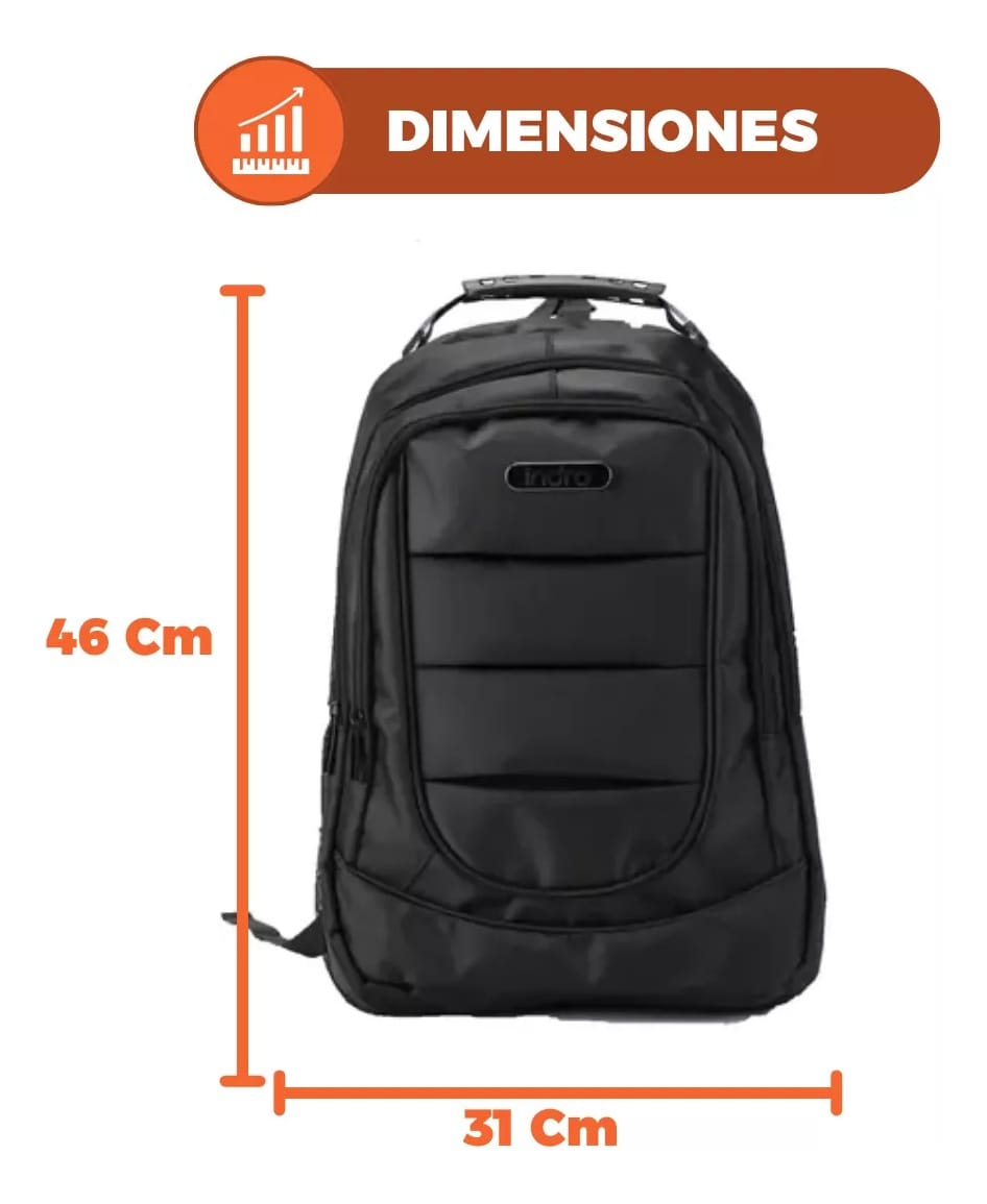 Mochila Ejecutiva Indra K002 Porta Laptop Notebook Reforzada - Imagen 9