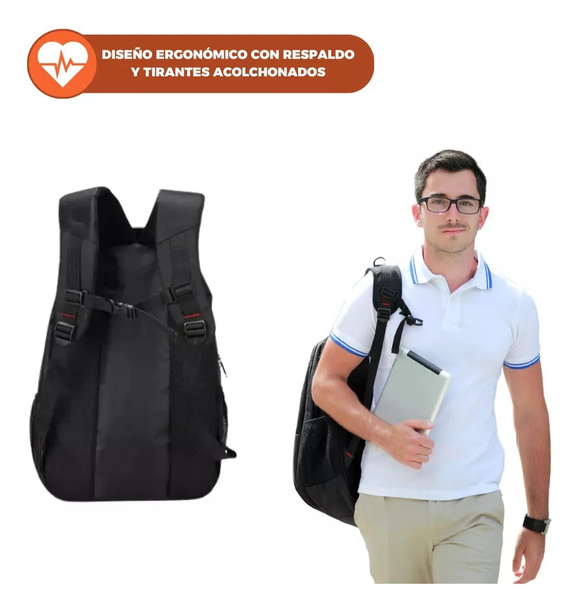 Mochila Ejecutiva Indra K002 Porta Laptop Notebook Reforzada - Imagen 8