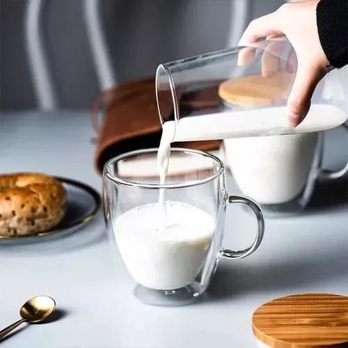 Taza Vidrio Doble Pared 250 Ml Café Té Aislante Frio Calor - Imagen 9