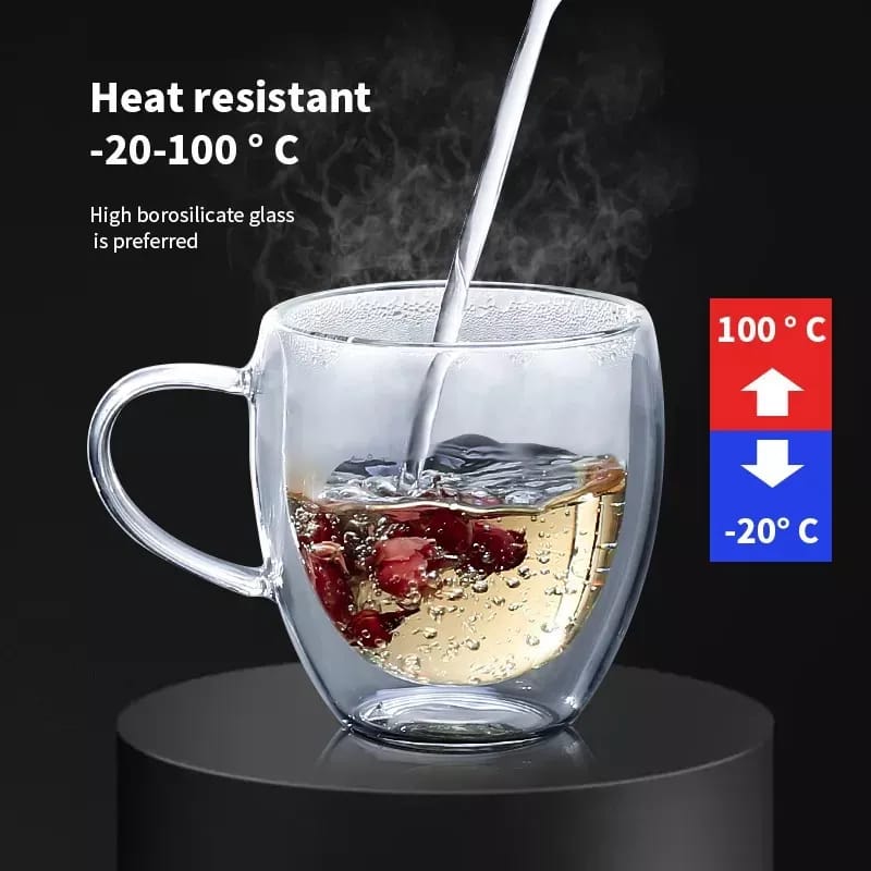 Taza Vidrio Doble Pared 250 Ml Café Té Aislante Frio Calor - Imagen 7