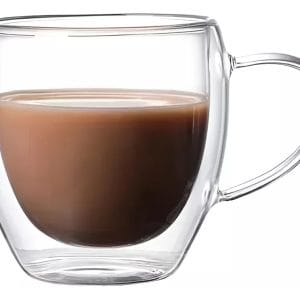 Taza Vidrio Doble Pared 250 Ml Café Té Aislante Frio Calor