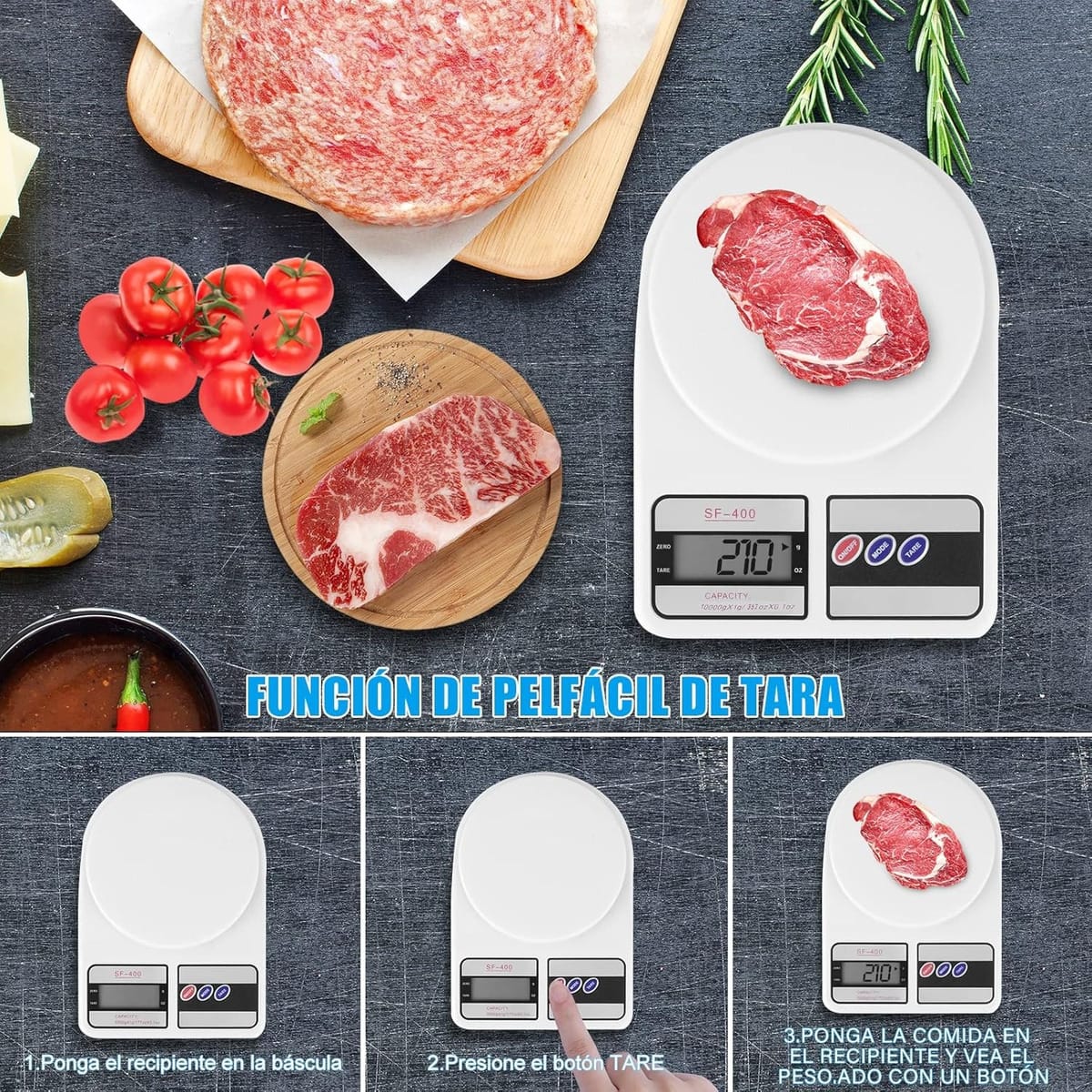 Balanza Digital De Cocina Gran Capacidad 1g Hasta 10 Kg - Imagen 4