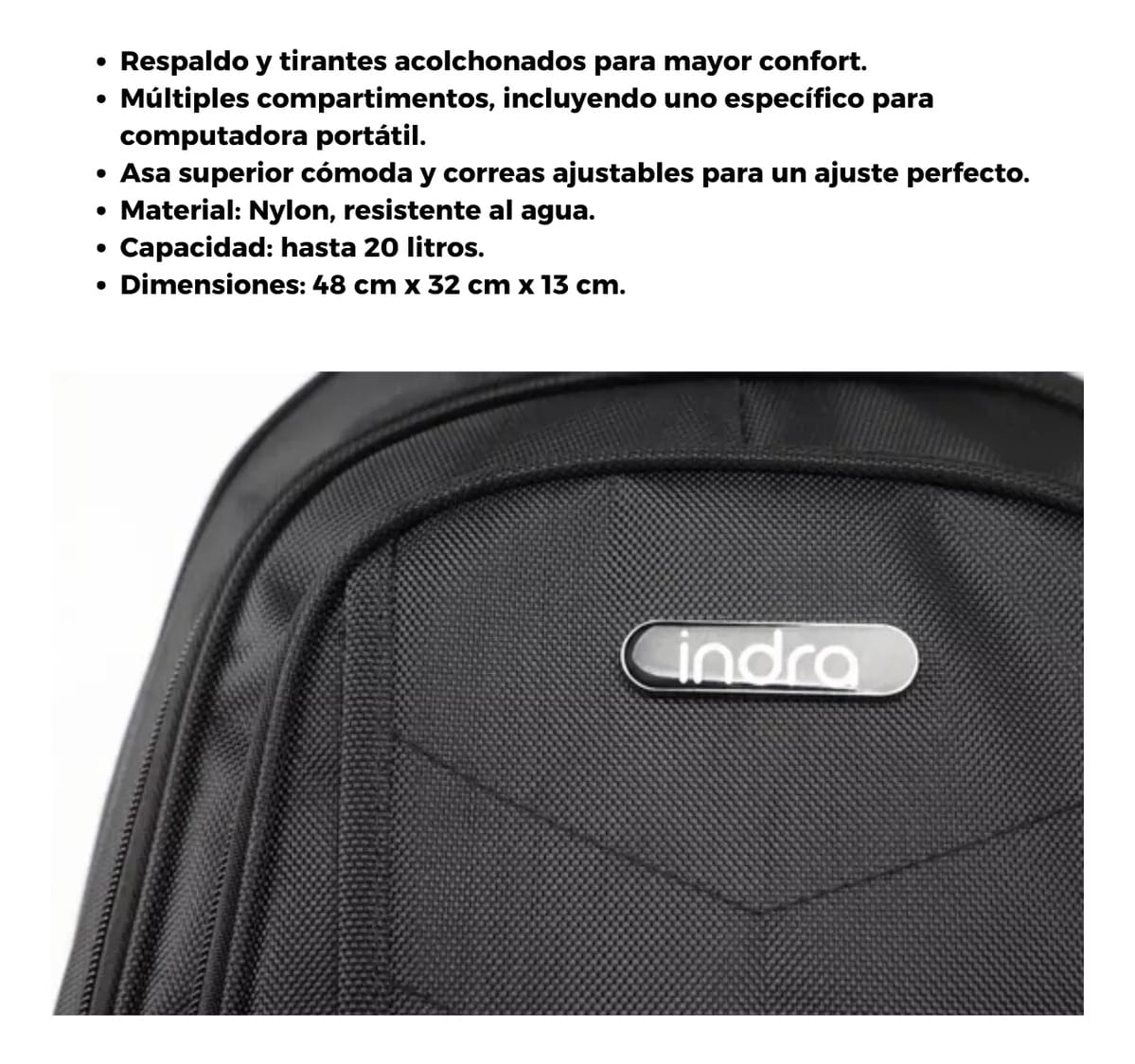 Mochila Ejecutiva Indra 735 Porta Laptop Notebook Reforzada - Imagen 8