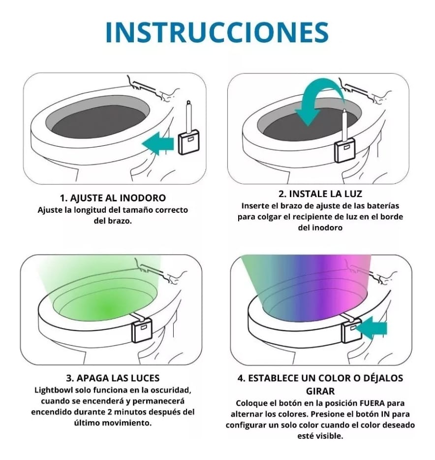 Luz Rgb De Inodoro Con Sensor De Movimiento A Pila Aaa - Imagen 4