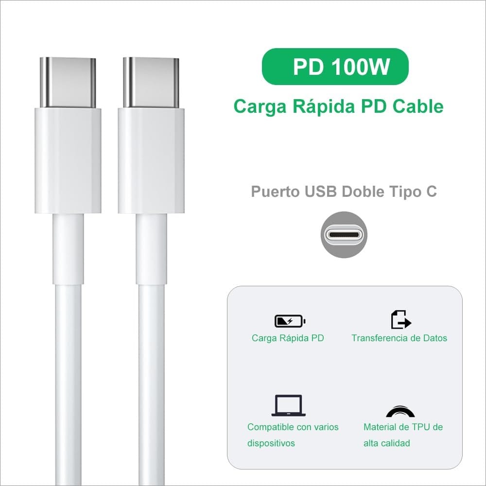 Cable De Transferencia De Datos Tipo C A Tipo C Longitud 2m - Imagen 2