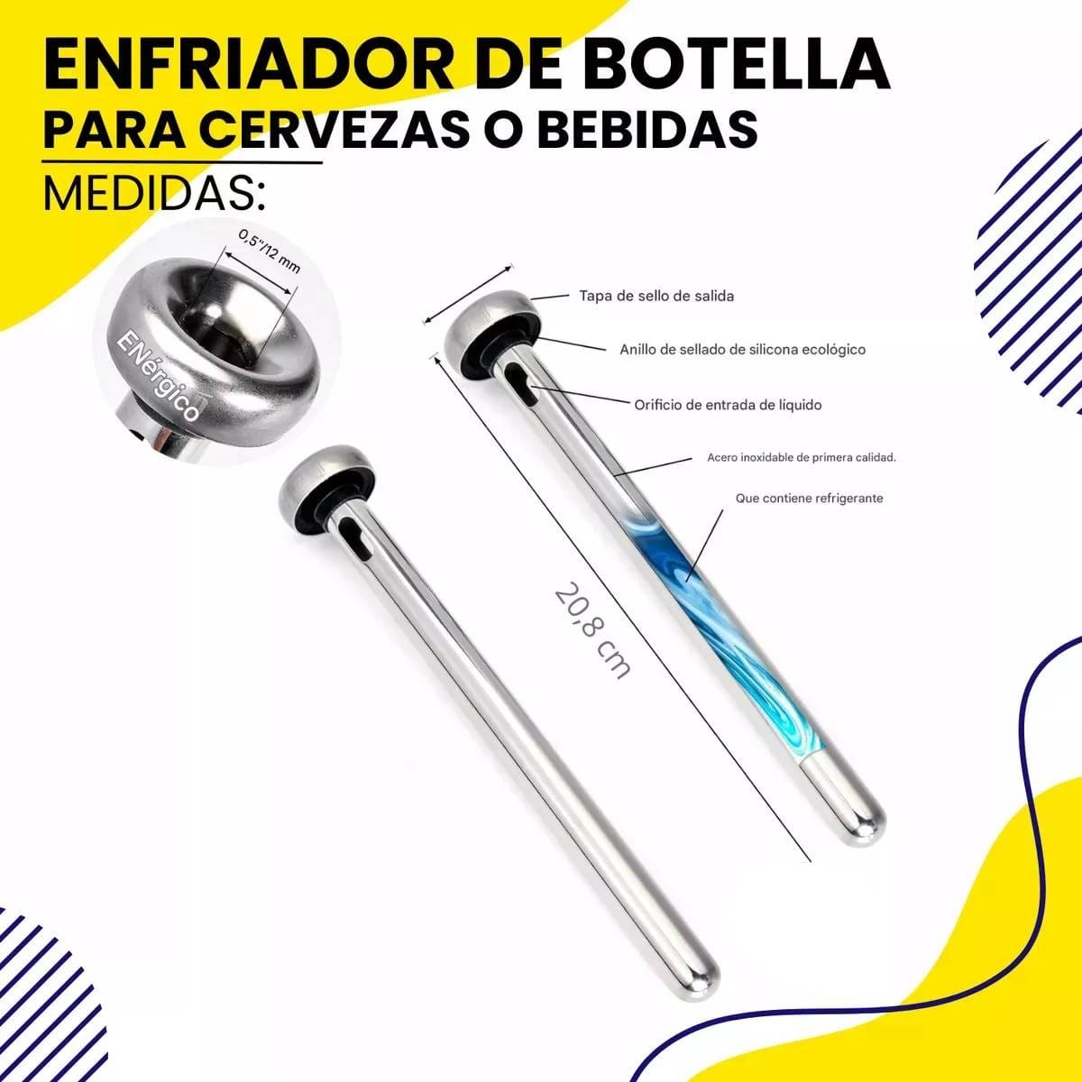 Pack De 2 Enfriadores De Botellas De Acero Inoxidable 21 Cm - Imagen 6