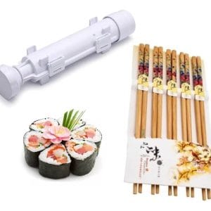 Palitos Sushi Bambú Pack X10 + Maquina Molde De Hacer Sushi