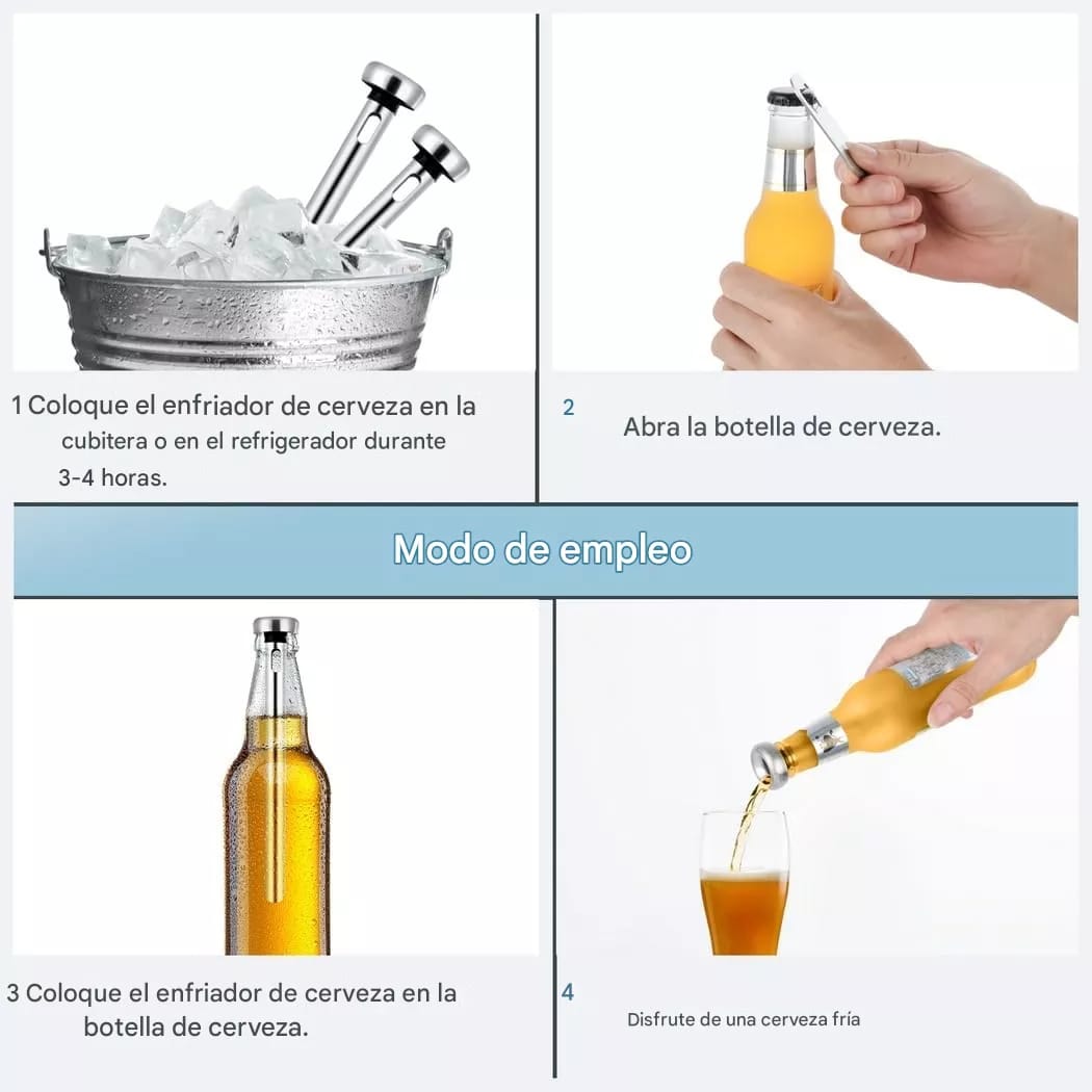 Pack De 2 Enfriadores De Botellas De Acero Inoxidable 21 Cm - Imagen 4