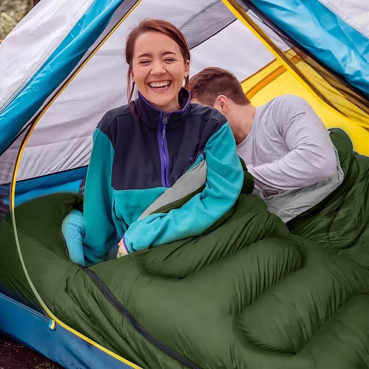Sobre Saco De Dormir Aislante Caza Camping 2mt Capucha Liso - Imagen 7