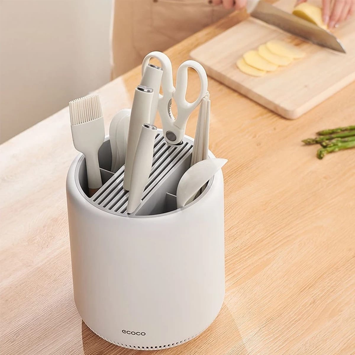Organizador Cocina Giratorio Cubiertos Cuchillos Escurridor - Imagen 6